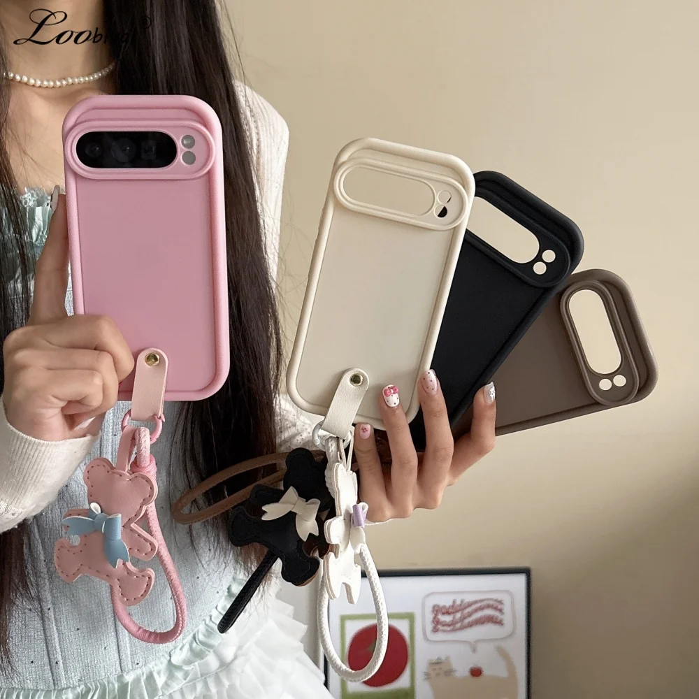 Adorable Bear Lanyard Case with Bowknot - Soft TPU Shockproof Cover