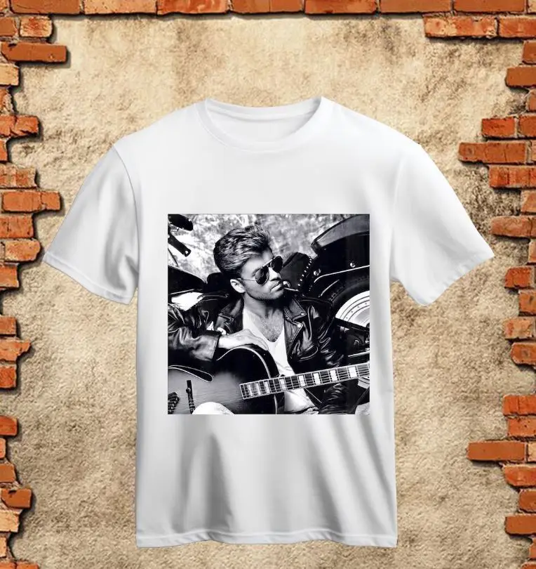 Maglietta Retrò In Cotone Bianco George Michael H53960 Maniche Lunghe O Corte