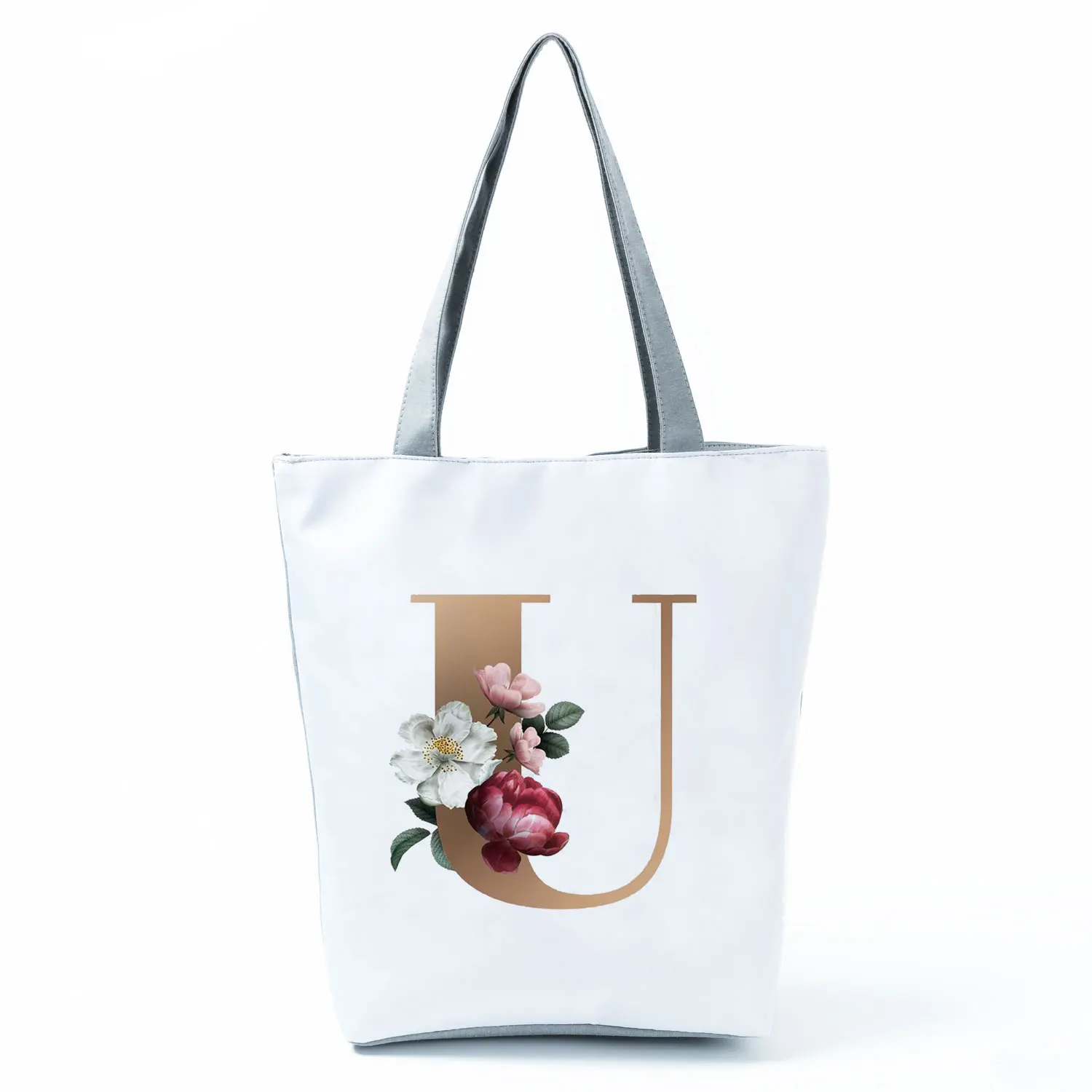 best women's bags for work Floral Letter Shopping Bags Customizable Bag Simple Large Designer Handbags Shoulder Canvas Shopper for Groceries Sac Tote black tote bag