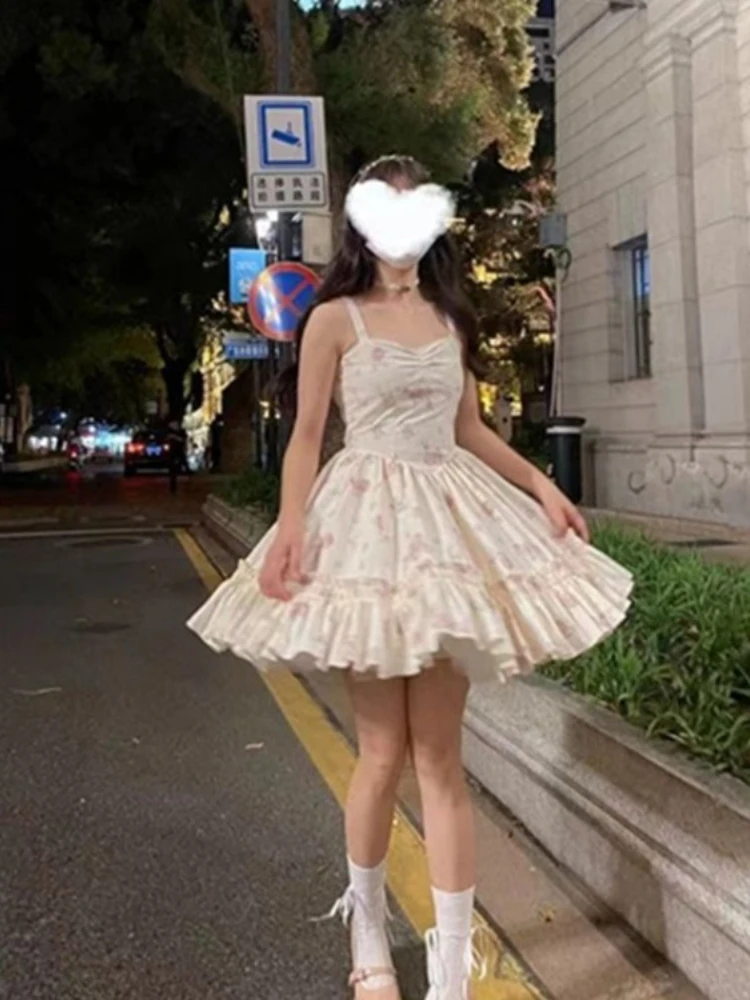 Sweet Bow Corduroy Long Sleeve Tops Women+ Y2k Gentle Slim Waist Bottoming Camisole Floral Dress Spring New Two Piece Sets 3