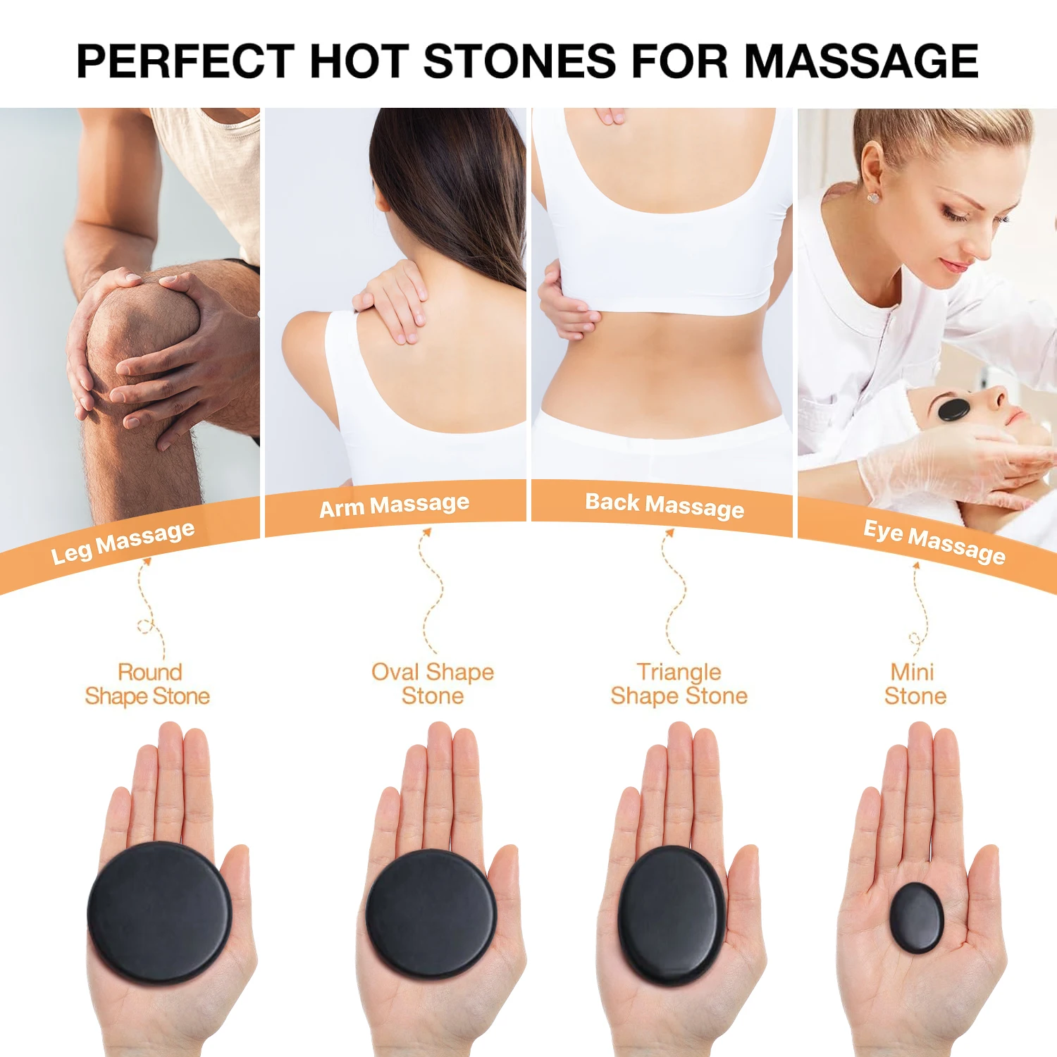 HOT STONE MASSAGE SET - Professional Spa Massage Tools - For Neck, Back, Abdomen, Legs & Full Body Massage