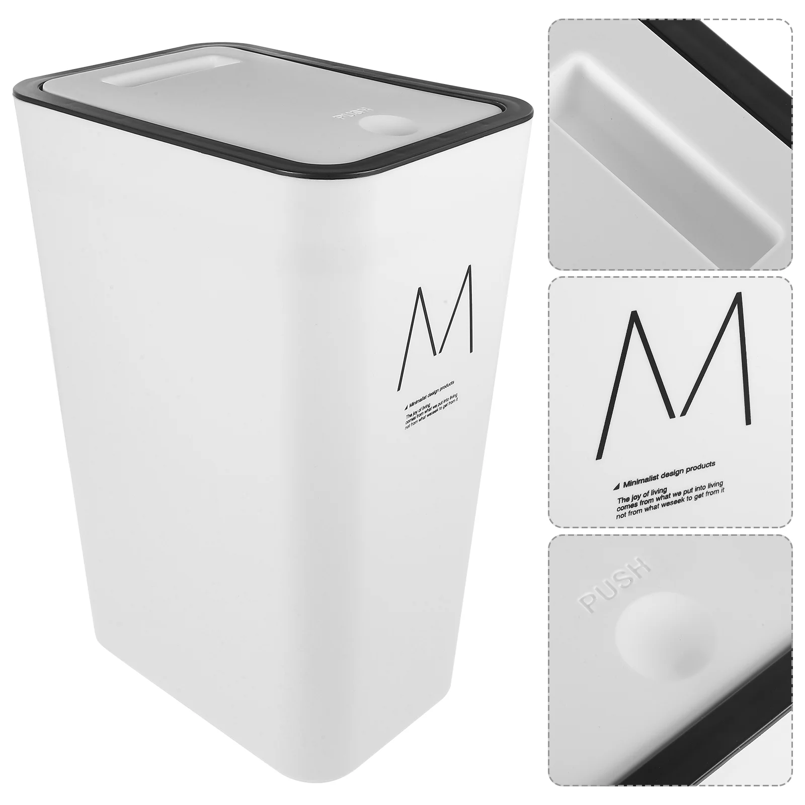 

Slim Trash Can Wastebasket Narrow Garbage Can Bucket Press Top Lid Rectangular Plastic Dogproof Waste Can Trash Container Bin