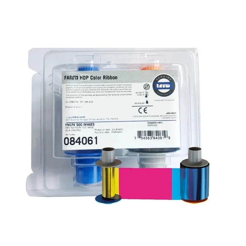 Fargo 084061 YMCFK 풀 송진  HDP5000 카드 프린터, UV 리본 500 인쇄, 1 롤