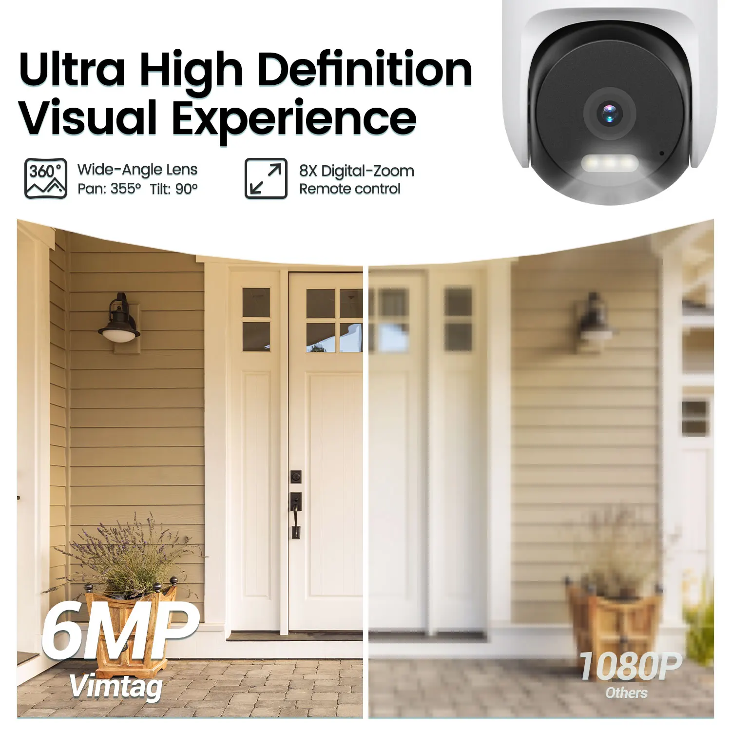 Security Camera VIMTAG 4K CCTV WIFI Outdoor Surveillance Cam 360 PTZ/PIR Smart Light/Color Night Vision Indoor