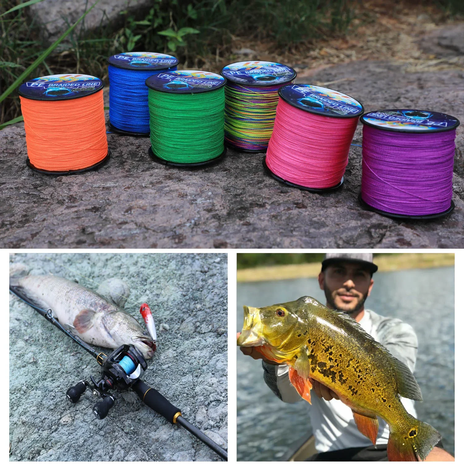 Sougayilang 4 Strands Braided Fishing Line 0.6-8.0# 300M PE Fishing Line 6.3-32.8kg Multifilament Fishing Line Smooth Pesca 6