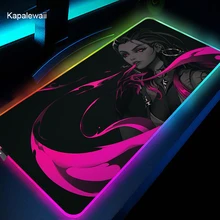 

Large RGB Gamn Valorant Mouse Pad Gaming Mousepad LED Mause Pad Gamer Accessories Mouse Carpet PC Desk Mat With Backlit LOL