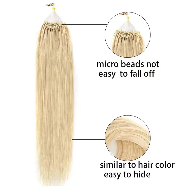 #613 Micro Link Hair Extensions Human Hair Micro Loop Cold Fusion 50G Invisible Brazilian Pre Bonded Remy Ring