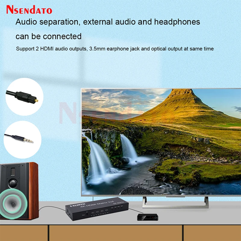 Divisor Matriz Hdmi 4k 60hz em Saídas Divisor de Áudio Extrator Aux Spdif para Ps3 tv e Dvd - Image 6