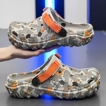 18 New Men's Clogs Slippers Sandal Men Garden Shoes Flat Camouflage Sandals Male Sneakers Outdoor Flip Flops Home Clogs 1