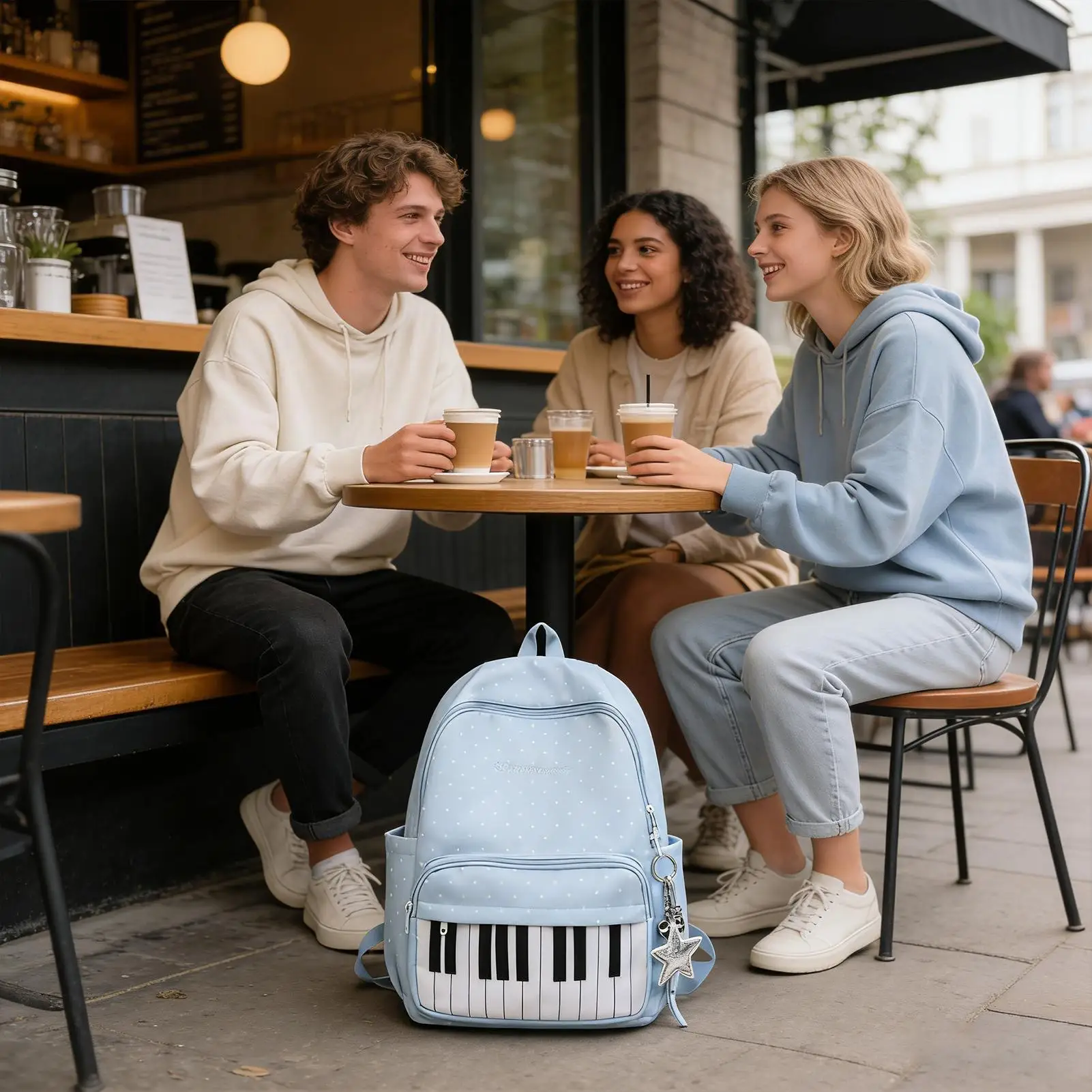Zaino per Studenti di Musica, Zaino da Donna con Stampa a Pois, Borsa di Grande Capacità, Zaino Semplice e alla Moda per Donna e Ragazza - immagine 5