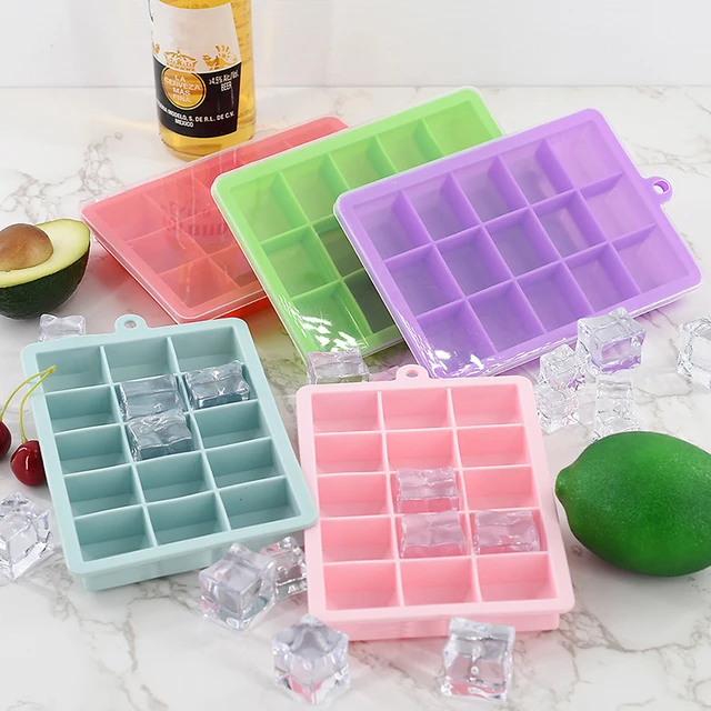 Reusable 14 Grids Silicone Ice Cube Trays with Lid Easy-Release DIY Fruits Stackable  Ice Cube Molds for Coffee Cocktail Freezer - AliExpress