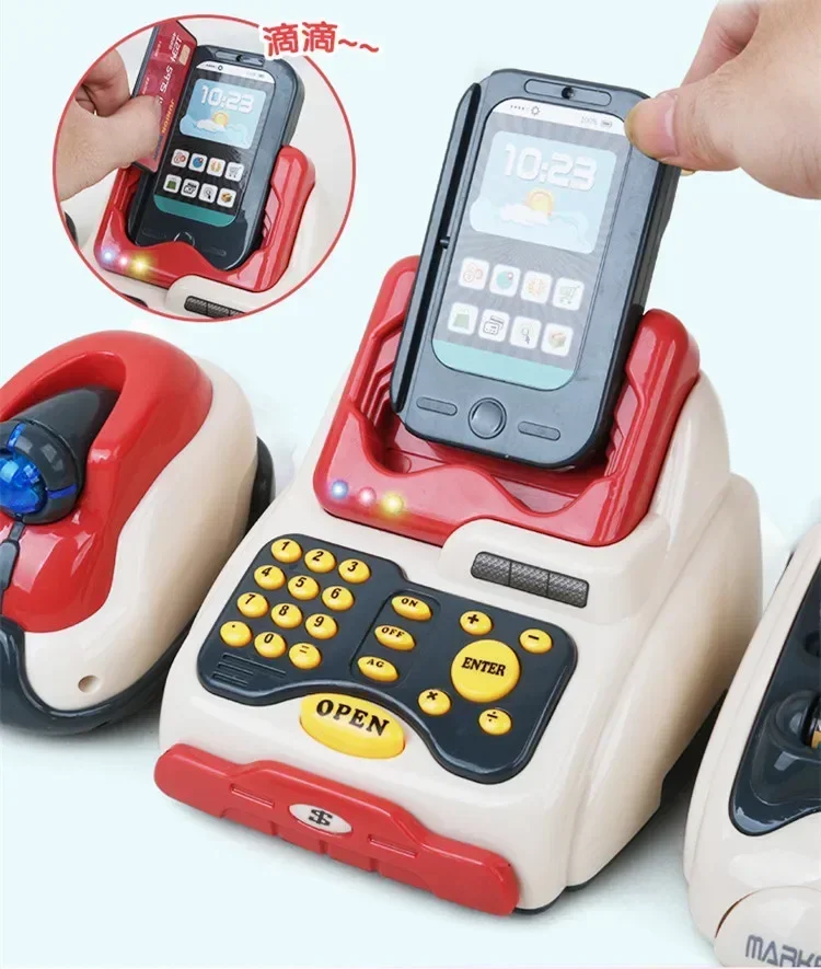 24pcs LED Lights and sound Children's cash register toy imitating supermarket cashier play house set kids toys for baby gift 5