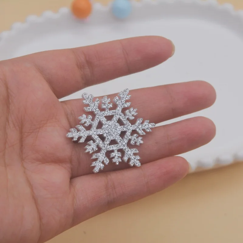 30 teile/los Glänzende Glitter Weihnachten Schneeflocke Applikationen Für DIY Kopfbedeckungen Haar Clips, Weihnachten Baum Dekoration – Detail 2