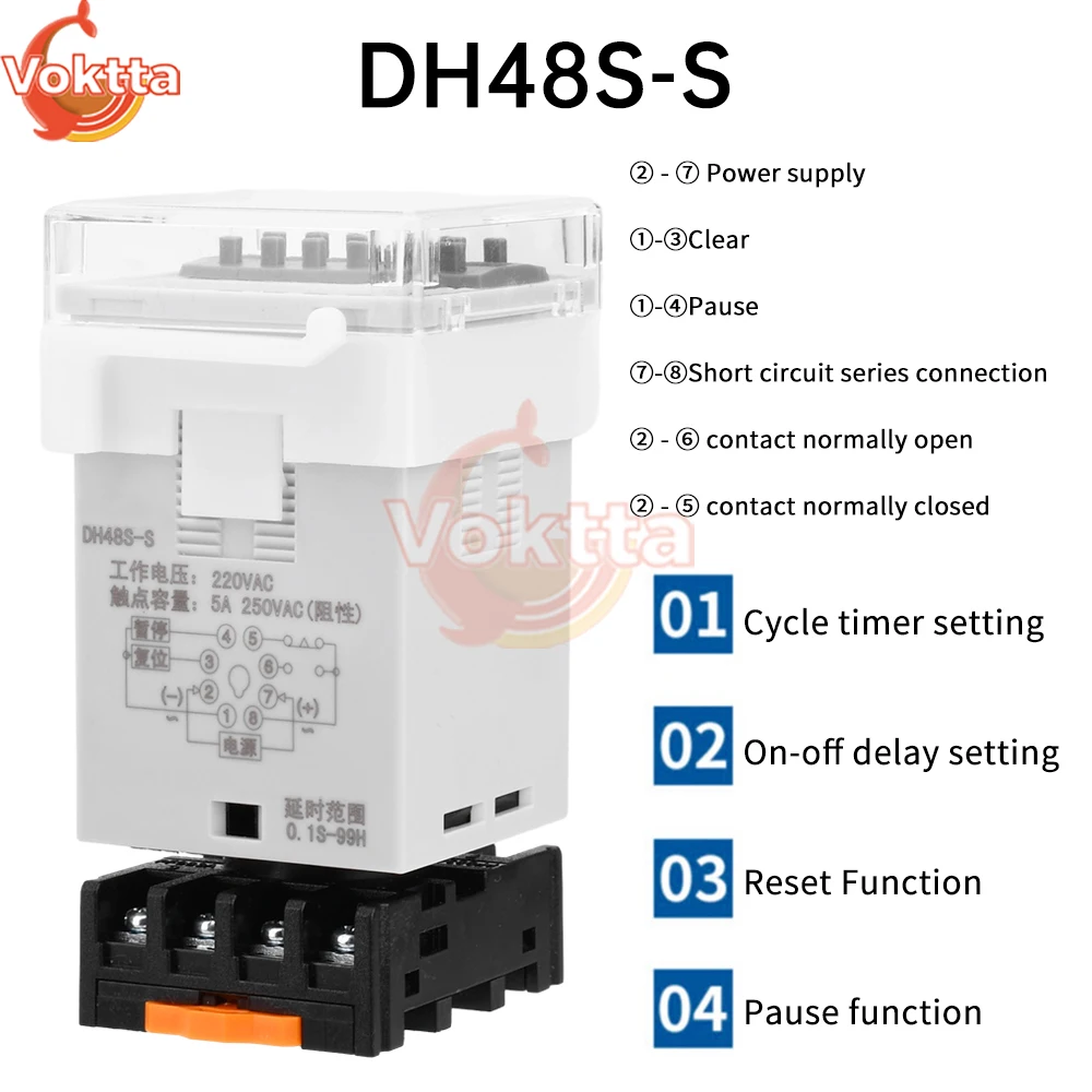 AC220V Time Delay Forward Reverse Cycle Timer Relay - AC220V 8-Pin ...