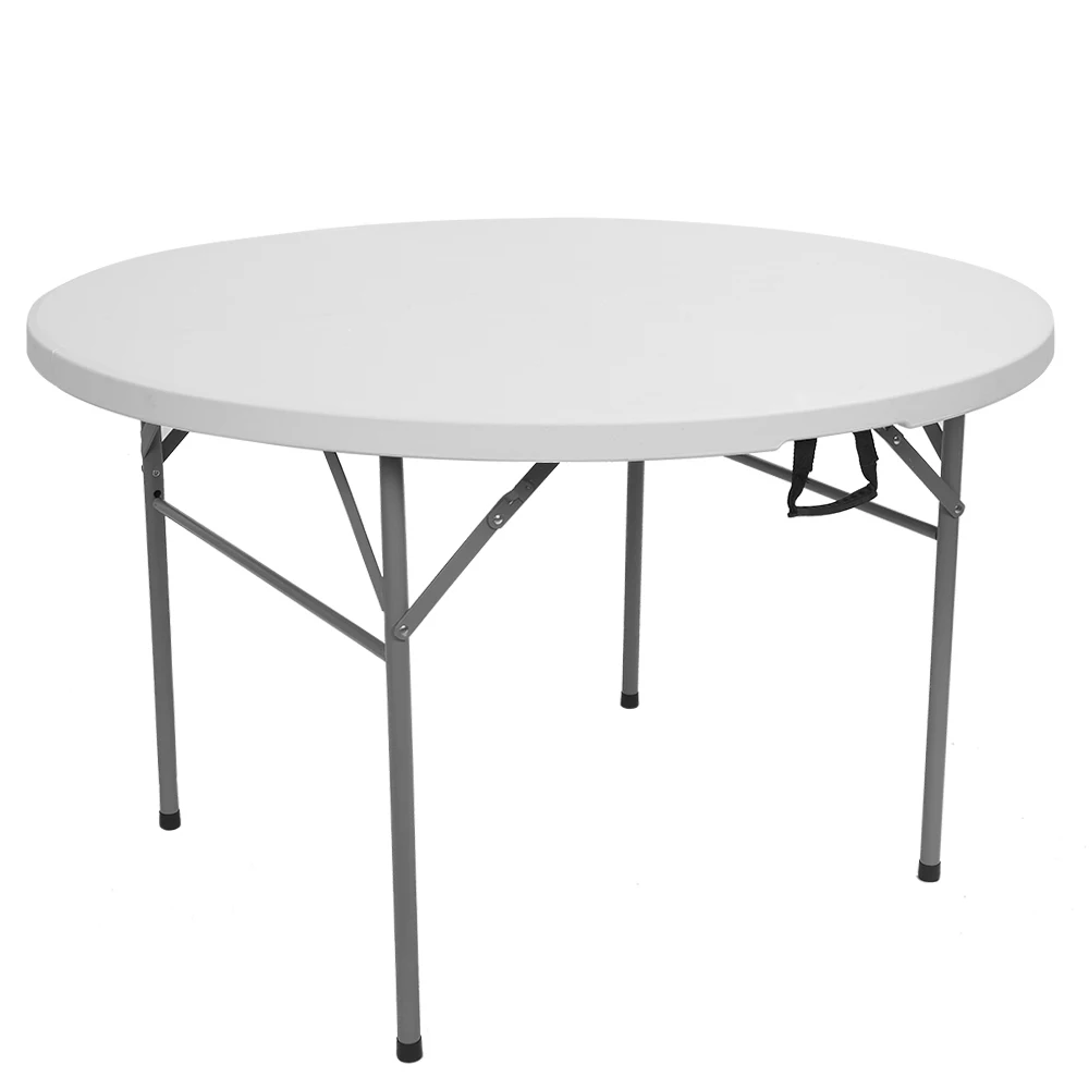 48 inch Round Bi-Folding Commercial Table, 4 Foot Portable Plastic Dining Card Table for Kitchen or Outdoor Party Wedding