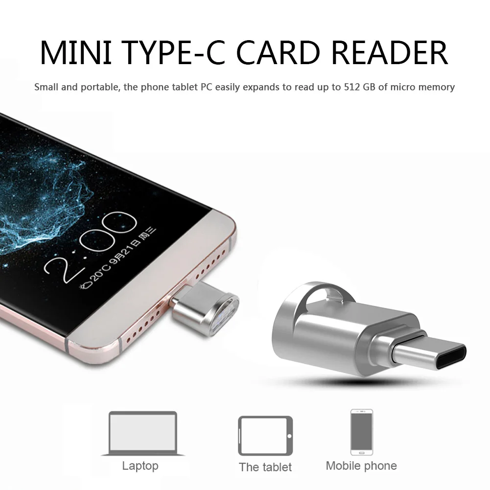 휴대용 USB C 타입 OTG TF 메모리 카드 리더, 휴대폰 태블릿 노트북 데스크탑용