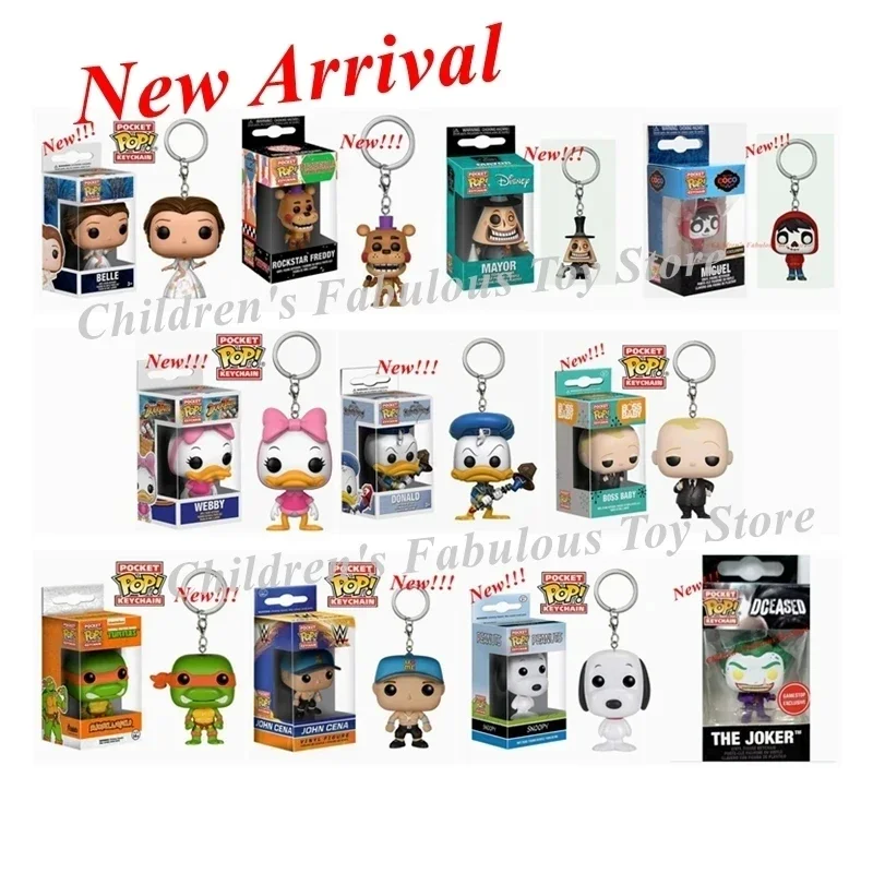 41 Stili Più Nuovi Portachiavi Funko Disney Snoopy John Cena Portachiavi Bella Donald Mayor Boss Baby Melody Miguel Action Figure Toy