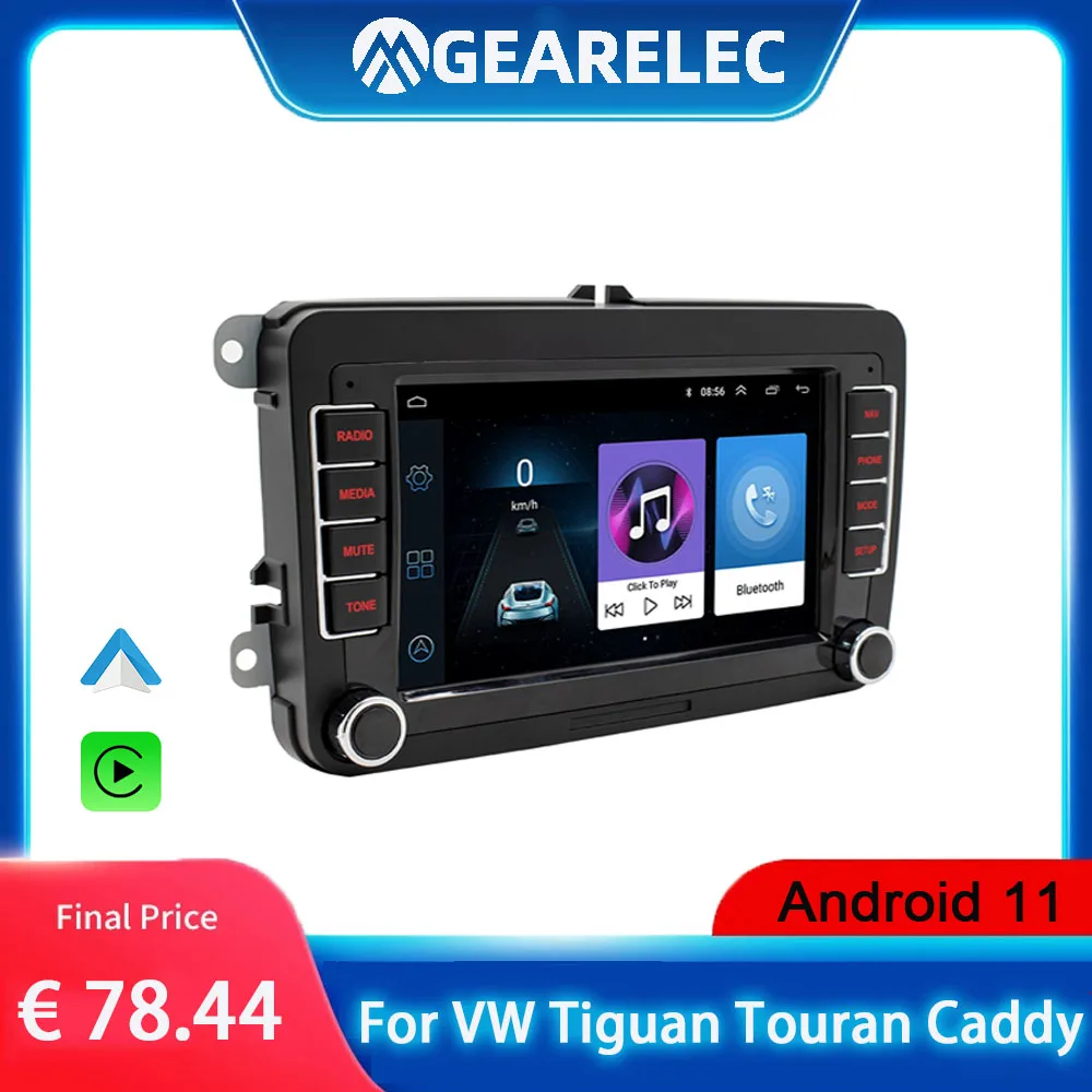 

Car Radio Stereo For VW Tiguan Touran Caddy Jetta Polo Passat Golf 7 inch Android 11 with Bluetooth GPS Navigation WiFi AUX-in