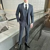 (Suit + Vest + Trousers) Quality Suit Suit Male Three-piece Korean Version of Fashion Handsome Slim Business Casual Wedding Suit 4