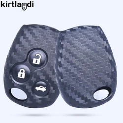 Carbon Fiber Silicone Car Key Case (Black 1pc)