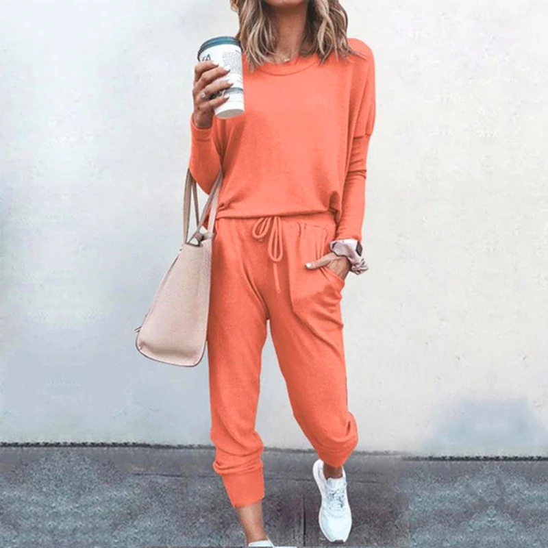 Women Tracksuit 2023 Spring Autumn Casual Solid Color Long Sleeve Loose Hoodies Female Fashion Oversize Sportswear Two Piece Set
