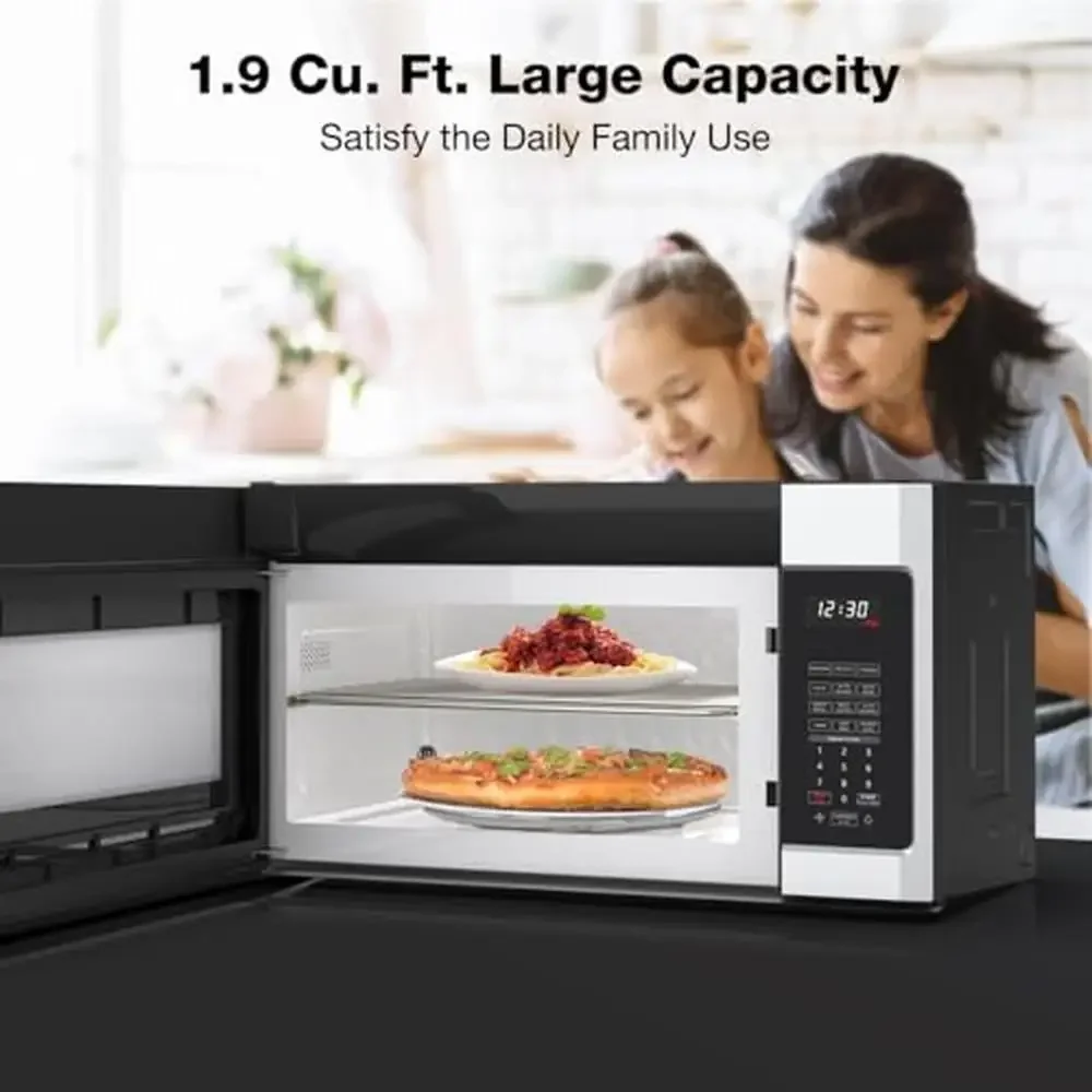 Over Range Microwave Oven 1.9 Cu. Ft. Capacity 1000 Watts 11 Power Levels 400 CFM Ventilation Spin Turntable Sensor Cooking LED