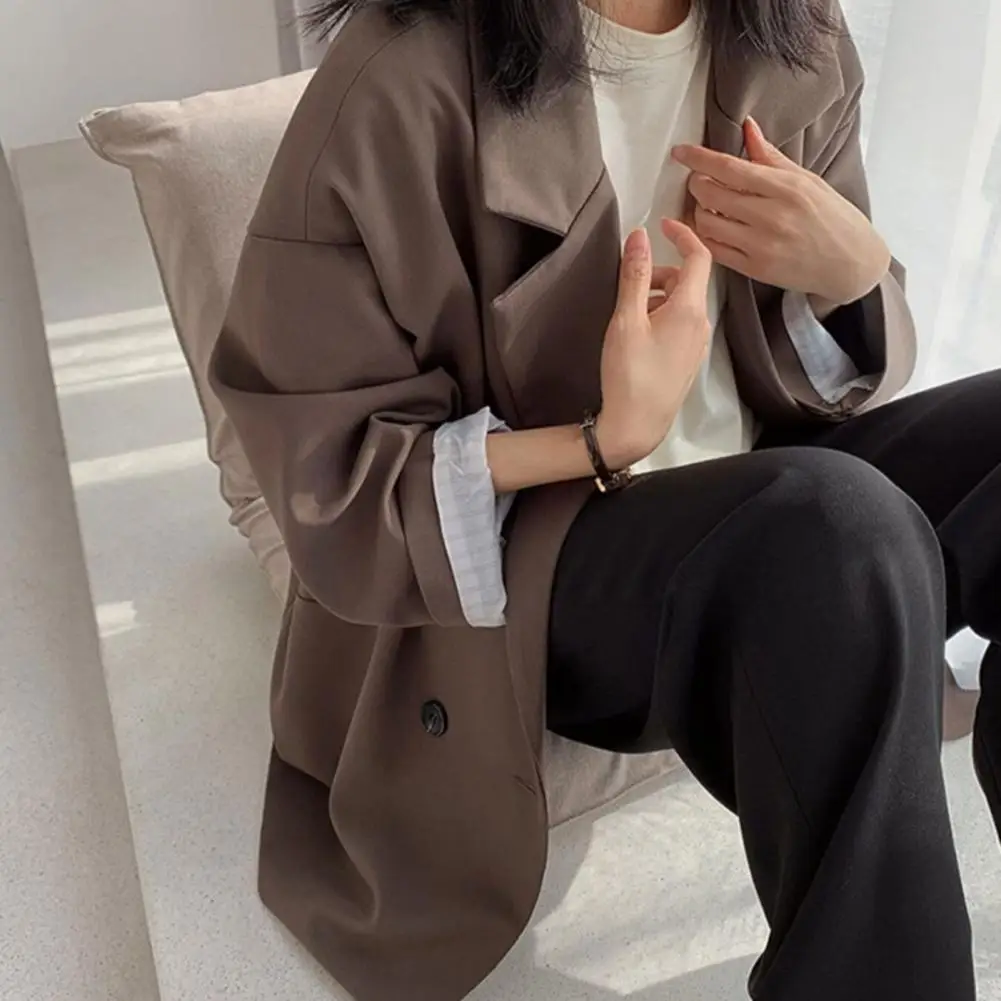 

Buttons Placket Regular Length Warm Autumn Winter Solid Color Casual Lapel Suit Jacket Casual Blazer for Daily Life