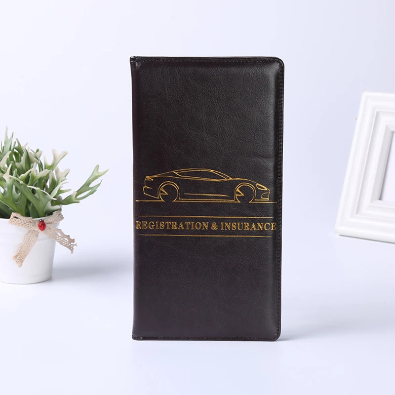 Red Car Insurance holder for registration card documents auto organizer  Luxury PU Leather wallet case 