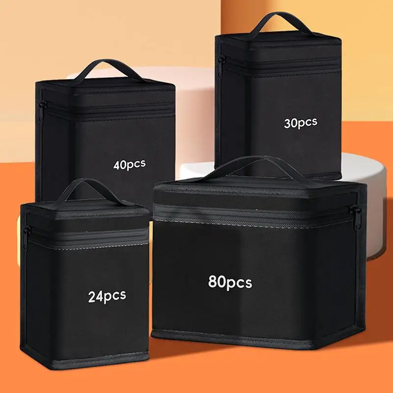 캔버스 지퍼 연필 가방 대용량 블랙 마커 수채화 펜 보관 가방 휴대용 문구 정리 파우치