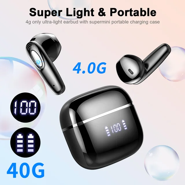 DRSAEC Wireless Earbuds, Bluetooth 5.3, 4 ENC Noise Canceling Mic, 40H LED Display Charging Case, IP7 Waterproof in-Ear Earbuds. - Image 5