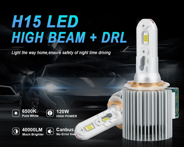 For Audi Golf VW H15 40000LM Canbus LED Bulb 3570 Led Headlight High Low  Beam US