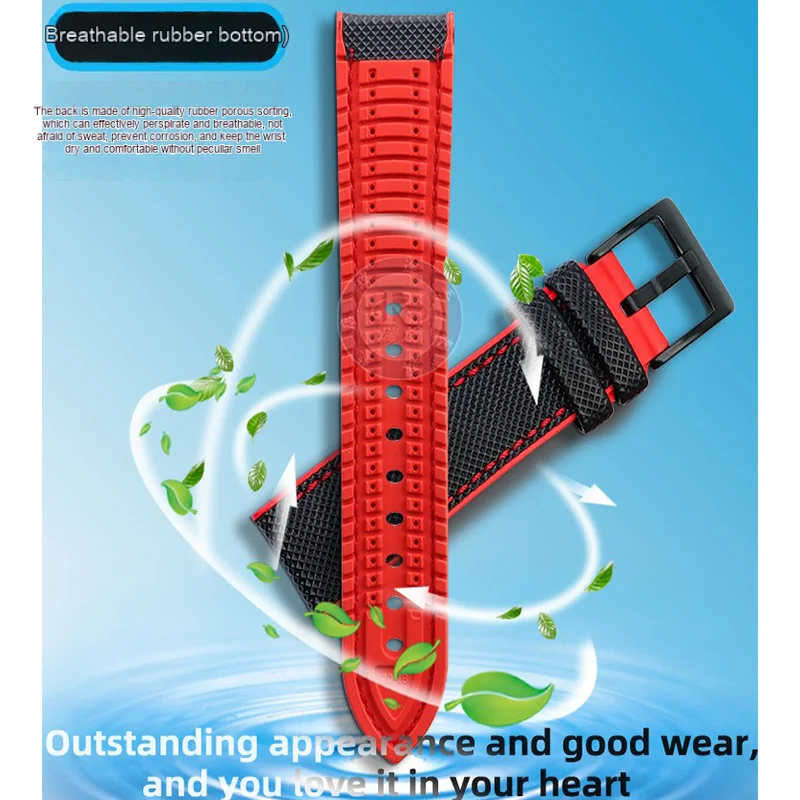Enhanced Product Title:  
Premium 22mm Nylon Rubber Men's Watch Strap - Blue, Green, Black