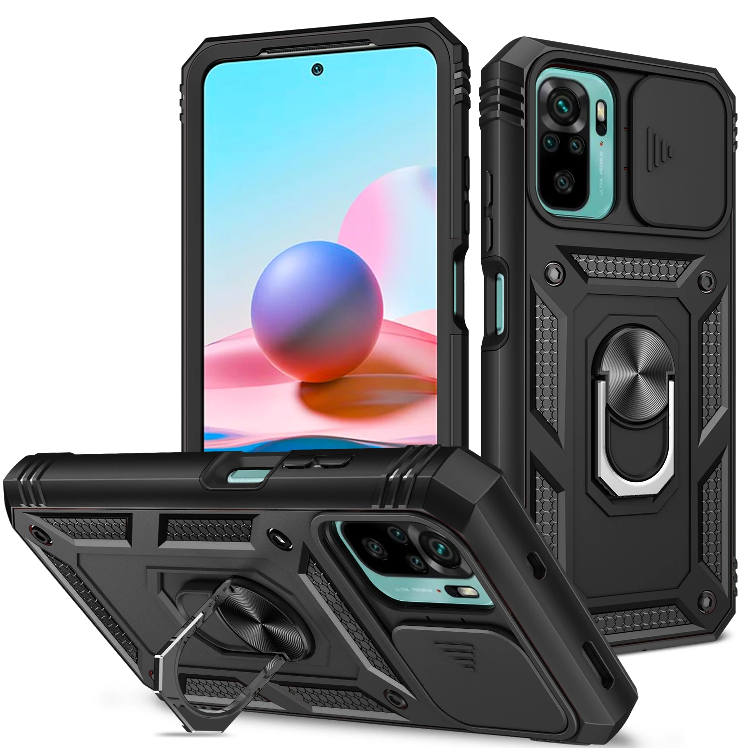 Slide Camera Lens Case with 360° Rotating Kickstand - Sturdy Shockproof Cover
