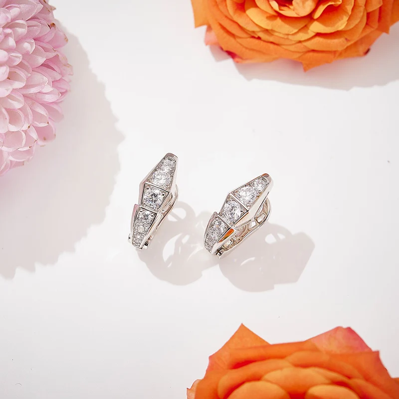 

New Silver Color Short Thin Snake-Shaped Earrings Fashion Trend Women's Popular Party Birthday Exquisite Jewelry Gift