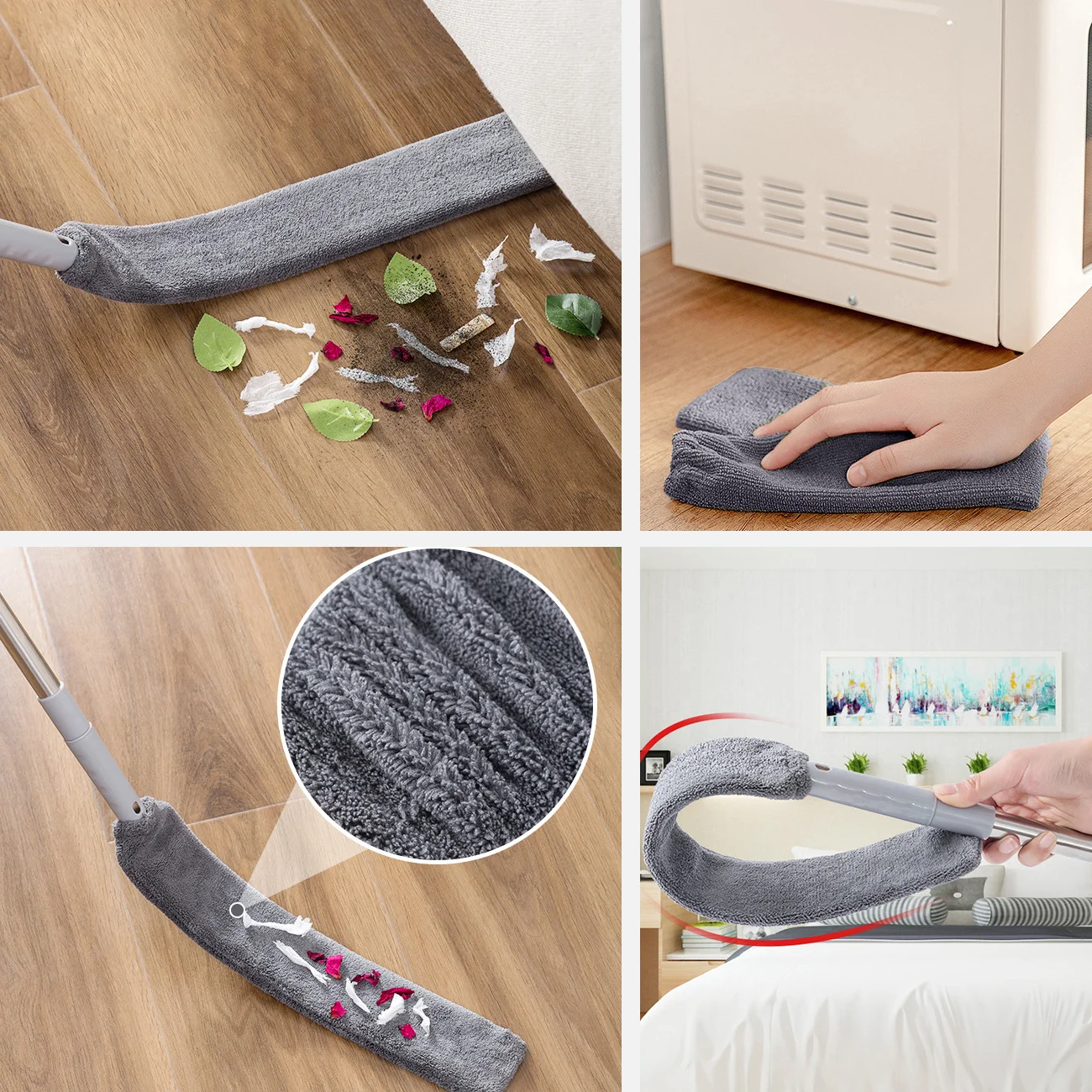 4PCS Long Handle Microfiber Duster Brush For Sofa Bed Furniture