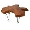 28" x 19" Brown Handmade Live Edge Top Coffee Table with Black Metal Hairpin Legs, 1-Piece 1