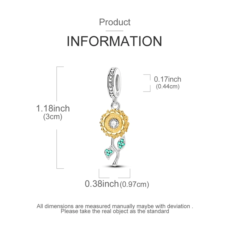 Goldene Leoparden-Hund-Sonnenblumen-Perlen aus 925er-Sterlingsilber, Herbst-Ahornblätter, Original-Charms, Perlen für Armbänder, Damenschmuck, Geschenk – Detail 23