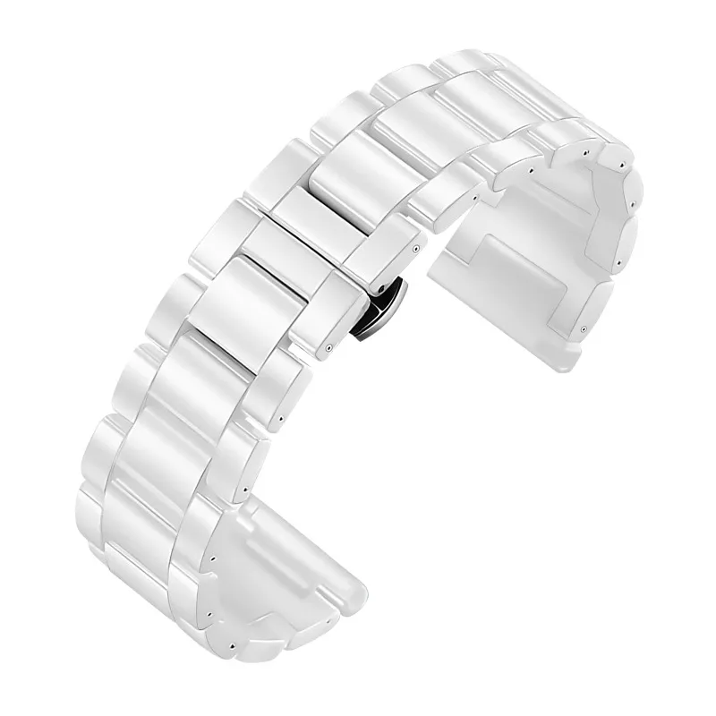 Premium Ceramic Watch Strap - Barrel Shaped White Quick Release 22mm Waterproof Bracelet