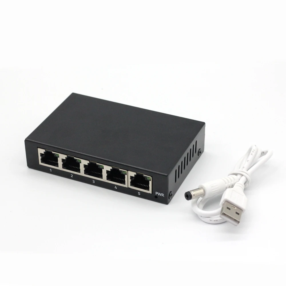 High-Speed 5-Port Ethernet Network Switch - Gigabit, Plug-and-Play, Fanless Design