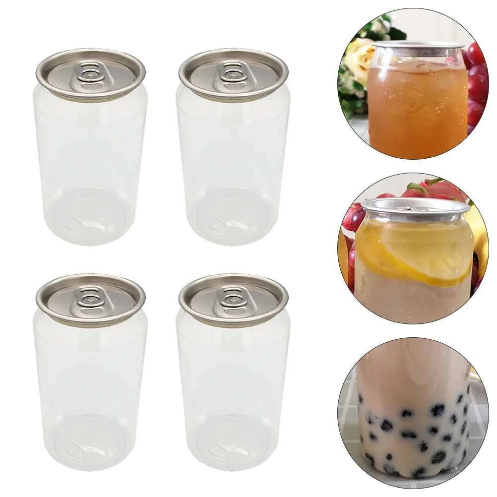 

Disposable Ring-Pull Can Beverage Bottles PET Water Bottles Milk Tea Bottles Drinking Packaging Bottles Clear Milk Tea Cup