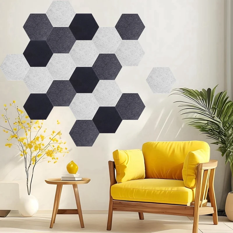 Top-Acoustic Panels, 12 Pack Soundproof Wall Panels,Self-Adhesive Sound Absorbing, Hexagon Sound Proof Panels