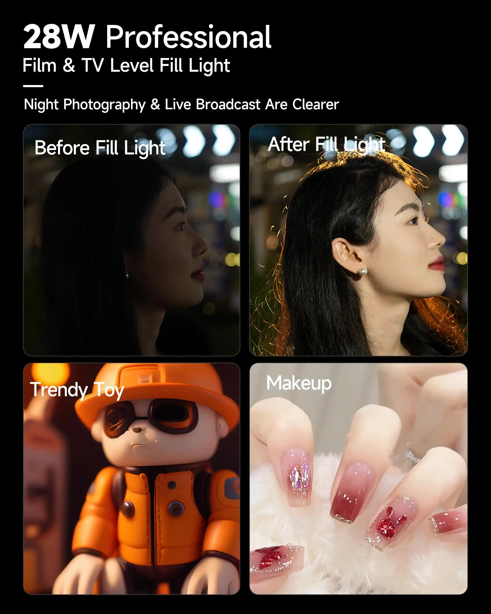 MARTVSEN 마그네틱 LED 비디오 라이트, 휴대용 카메라 필 라이트, 비디오 녹화용 내장 5400mAh 배터리, R7 PRO 28W, 2700-6500K