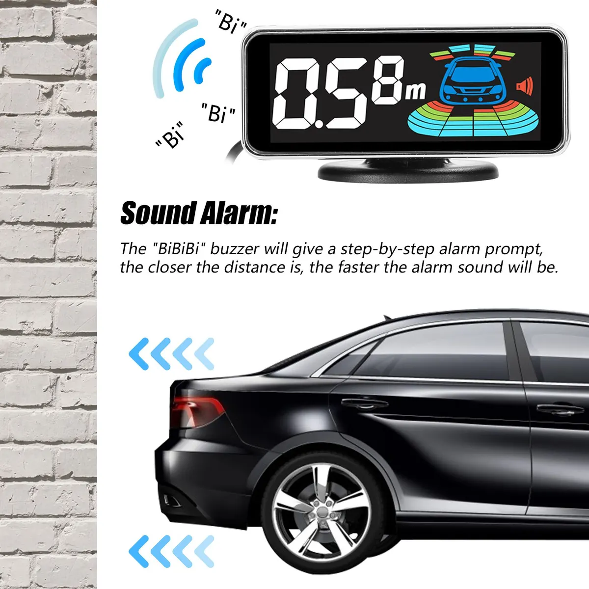 4pcs/8pcs Probes Rear Reversing Radars System LCD Display Car Parking Sensor Distance Detection Sound Warning Buzzer — view 3