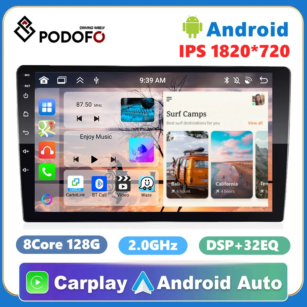 Podofo 2din Android Radio Carplay Car Multimedia Player 7/9/10\