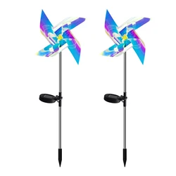 Solar Colored Windmill Ground Plug Lights Multi-Color Seasonal Led Lighting Outdoor Solar Garden Lights For Lawn Landscape Light