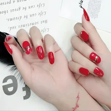 

24pcs Fake Nails Reusable Stick on Nails Press on Full Cover False Nail Tips Almond Golden Thread Nail Art Tools