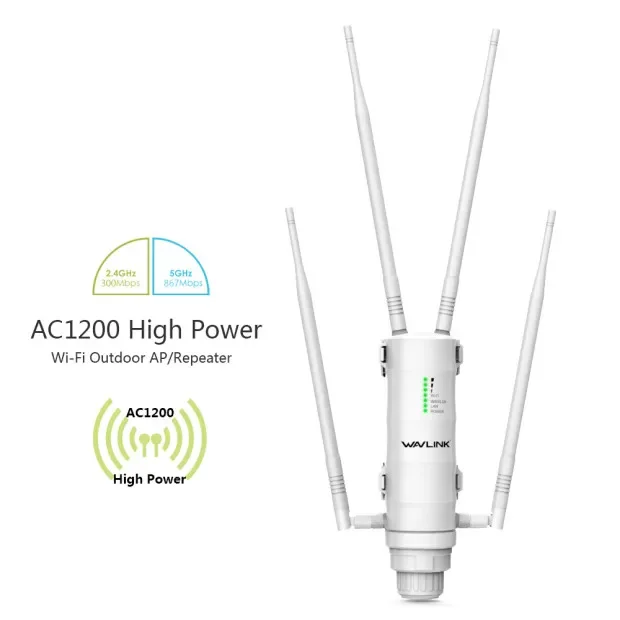 

High Power AC 1200 Outdoor Wireless WiFi Repeater AP/WiFi Router Dual Band 2.4G+5GHz Remote Extender POE