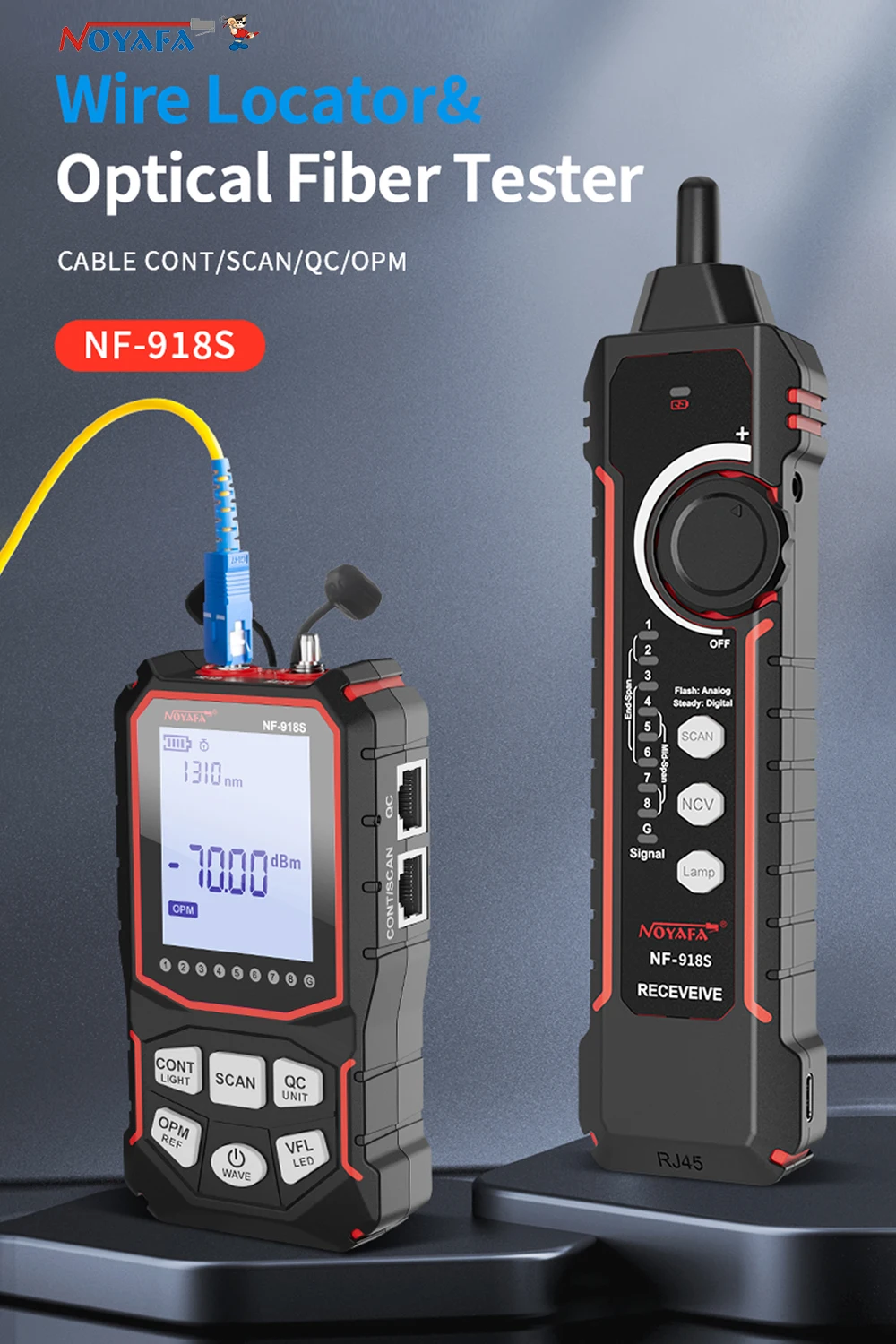 Noyafa Netzwerkkabeltester LCD-Display Kabeltracker NF-918S PoE Checker Optischer Leistungsmesser Visual Fault Locator Netzwerkwerkzeuge – Detail 1
