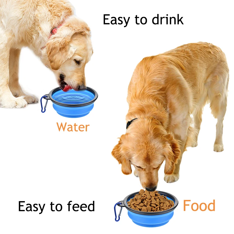 1000ML Collapsible Pet Silicone Dog Food Water Bowl Outdoor Camping Travel Portable Folding Pet Bowl Dishes add Carabiner D0013A 5
