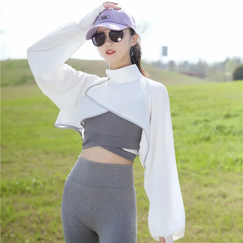 Arm Sleeves Women Short Uv Protection Cloak with Finger Hole for Golf Travel Hiking Riding Driving Outdoor Sports